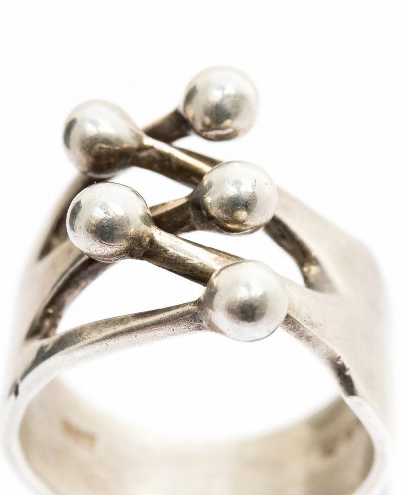 Peter Guy Watson after Anna Greta Eker for Plus Studio, a Modernist silver Jester ring, - Image 2 of 2
