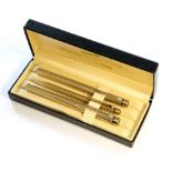 Sheaffer Targa fountain pen set, gold filled pinstripe, 14 carat gold nib,