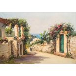 Guido Odierna (1913-1991), Mediterranean Village, oil on canvas, signed,