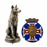 An Art Deco silver plated car mascot, in the form of a German Shepherd dog, signed Rullony,