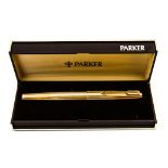 A Parker 61 gold filled pinstripe fountain pen in box