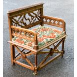 A Gothic Revival walnut bench or armchair,