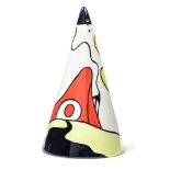 A Lorna Bailey sugar castor, conical form, red roof design,