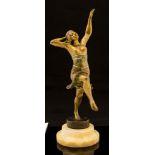 Henri Fugere (1872-1944), Oriental Dancer, Art Deco cold painted bronze figure, semi clad,