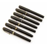 Conway Stewart fountain pens, black bodies, including 45, 388, 75, 58,