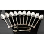 A set of ten Arts and Crafts silver teaspoons in the Art Nouveau style,
