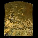 Charles Pillet, an Art Nouveau gilt broze plaque, 'Exposition Franco-Britannique Londres 1907',