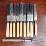 A set of Victorian ivory handled dinner knives
