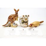 Royal Crown Derby first quality Australian Collection, comprising Kangaroo,