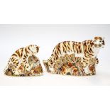 Royal Crown Derby first quality Bengal Tiger and Bengal Tiger Cub,