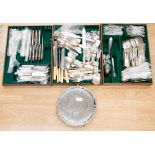 Three layers of a canteen of cutlery, some marked 800 and some 90 parts silver,