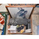 Collection of ceramics including Poodle Collectors plates, resin poodle,