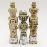 Three Chinese jade type carvings of figures,