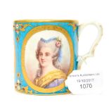 A 19th Century Sevres portrait mug depicting Louis XVI, Madame Elizabeth and Marie Antoinette,