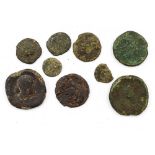 Roman coin group including a centionalis of Magnentius, Faustina sestertius,