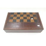 George III inlaid mahogany gaming box with set of draughts