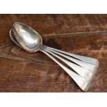 A pair of George III silver teaspoons, Old English pattern,