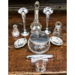 A group of assorted dressing table and other silver wares,
