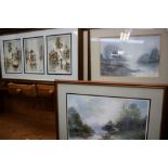 A set of three mounted watercolours signed Poh (Malaysian Artist) a limited edition print signed