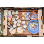 A collection of Japanese Noritake ware including a cloisonne style blue ground bowl,