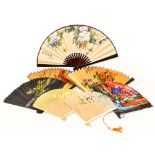 A set of seven foldout fans, oriental,