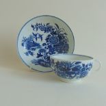 A Worcester tea cup and saucer, Fence pattern, circa 1775, bowl, 7.5 cm diameter approx, 3.
