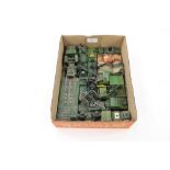 A box of assorted playworn Dinky and Corgi military vehicles to include: Scout Car, Armoured Car,