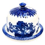 A Staffordshire Ironstone stilton dish and cover in blue and white.