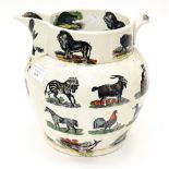 An early 19th Century water jug with animal pints,