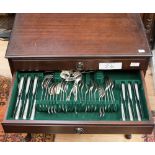 Butlers Plate canteen of cutlery in a 3 drawer cabinet.