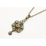 A diamond and emerald Renaissance style necklace