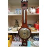 A 19th Century rosewood cased barometer and thermometer