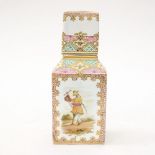 A Chinese tea canister, square section, Rococo style,