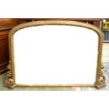 A Victorian gilt framed gesso edged overmantle mirror