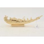 A late 19th Century Chinese ivory model of a processional barge,