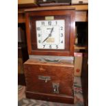 A North East Time Recorders mahogany cased clocking in clock