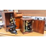 A Spencer Buffalo microscope, cased,