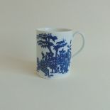 A Worcester blue and white small tankard, Plantation pattern, circa 1770, 6.