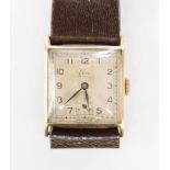 Elco, a circa 1930's Art Deco gentleman's 9ct gold Elco wristwatch, 2.