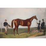 Pair of large hand-coloured aquatint etchings, horse racing / Derby winners / sporting scenes,