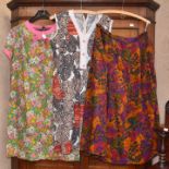 Two 1970s dresses, Irish rayon, Kenroie, and a polyester version,