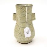 A Chinese geware vase, cracketeur celadon glaze, sang style, height 14.