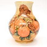 A Moorcroft bulbous vase 'Finches Ochre' pattern,