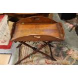 Victorian mahogany folding butlers tray and stand