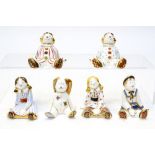 Six Royal Crown Derby Treasures of Childhood dolls figures: Clown Doll (stripy) Rag Doll (Sailor)