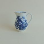 A Worcester blue and white Sparrow Beak milk jug, Three Flower pattern, circa 1770-1775, 8.