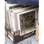 Two boxes of assorted early 20th Century and 1950s stained glass windows;