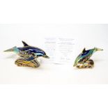 Royal Crown Derby first quality Lyme Bay Dolphin first quality, with Lyme Bay Baby Dolphin,