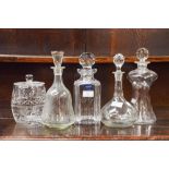 A collection of four decanters, including a boxed Stuart decanter,