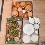 Hornsea 'Saffron' pattern storage jars and tea wares with Hornsea 'Fleur' part coffee wares and